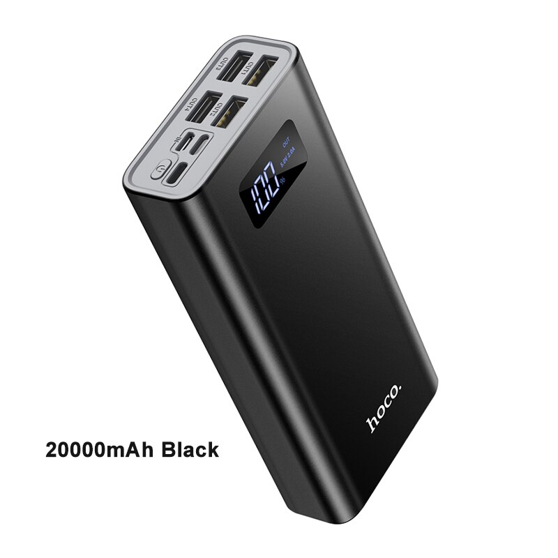 Hoco Power Bank 20000Mah Universele Powerbank Draagbare Externe Batterij Oplader Voor Iphone 11 Xiaomi 4 Usb Power Bank 10000mah: 20000mAh black