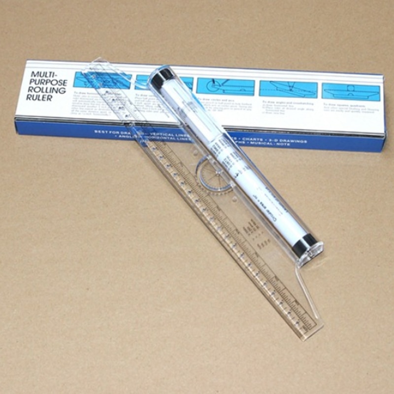 1 Pcs Roll Ruler Parallel Ruler 30cm Universal Foot Angle Rule Balancing Scale Drawing Multi-purpose Rolling Ruler