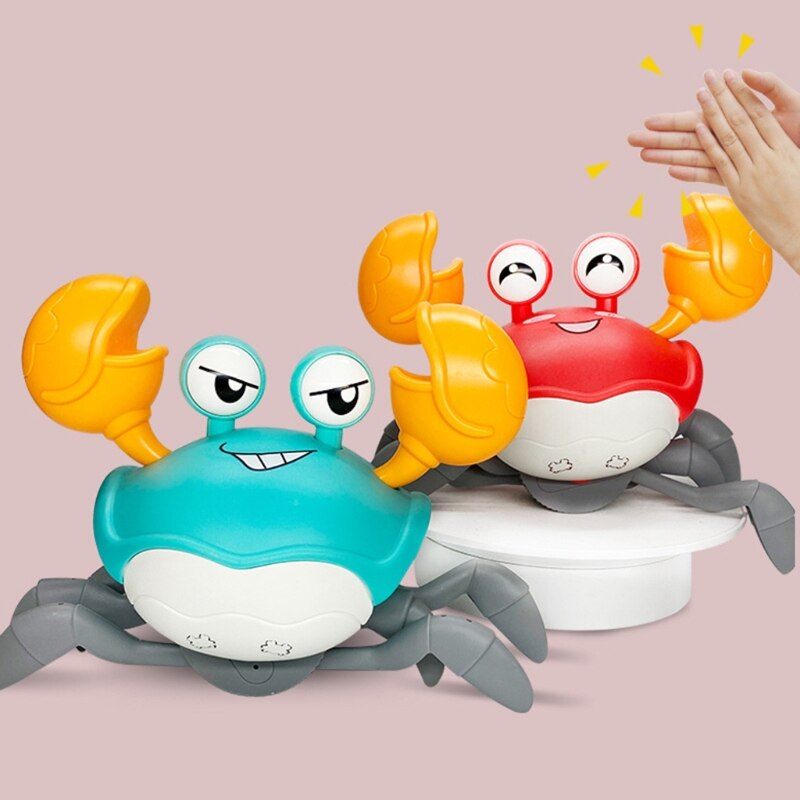 Cartoon Electric Voice Control Crawl Big Crab Toy with Light Projection Animal Model for Kids Children Development WXTD