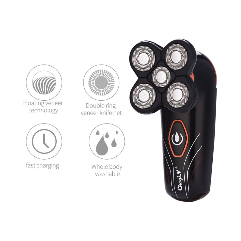 Waterproof Rechargeable Electric Shaver 5D Floating Head Shaving Machine Waterproof Electric Shavers for Body Washing Trimmer