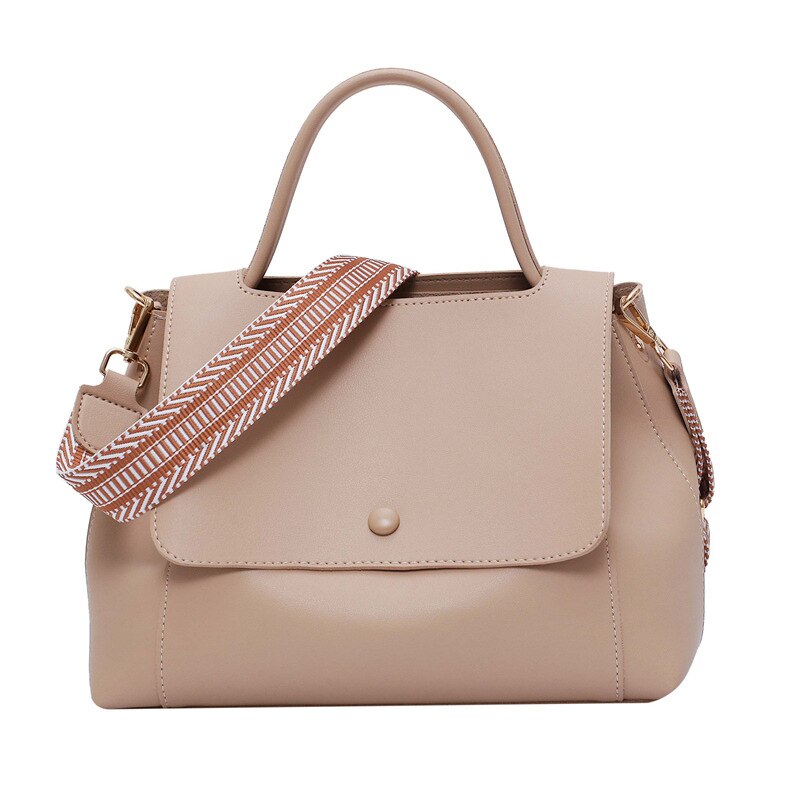 Simply PU Leather Crossbody Bag For Women winter Solid Color Shoulder Messenger Bag Lady Chain Travel Small Handbag: Khaki