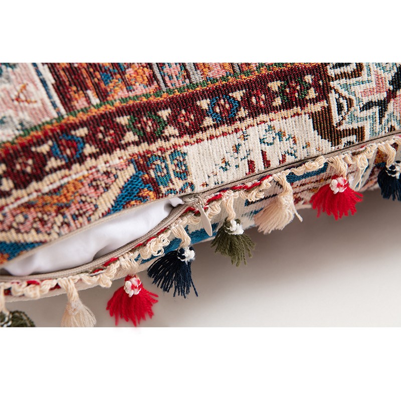 Farverige tuftede dekorative pudebetræk med kvaster vævet boheme pudebetræk elegant pudebetræk til sofa 45 x 45cm stk.