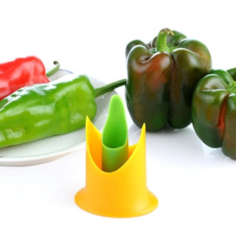 2 In1 Jalapeno Corer Seed Remover Green Pepper Chilli Cutter Fruit Vegetables Utensil Peeler Slicer Corer Kitchen W0B8