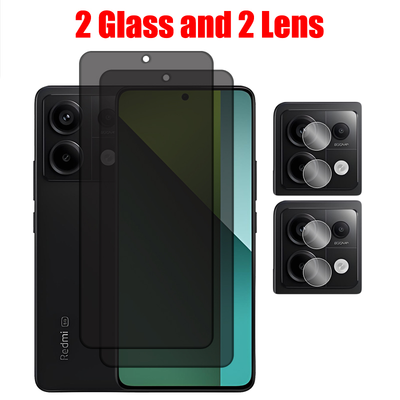 Para redmi note 13 pro vidro redmi note 13 4g 5g vidro temperado anti peep protetor de tela de privacidade para redmi note 13 pro 4g 5g: Verde exército / Bundle2: