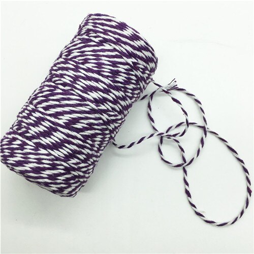 100 m/roll Kleurrijke DIY 2ply Bakers Roze String Katoenen Koorden Touw voor Home Decor Handgemaakte Kerst Cadeau Verpakking ambachtelijke Projecten: Purple white