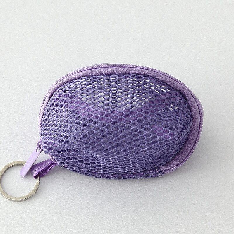 Fashion Mini Women Zipper Coin Purse Small Storage Pouch Girls Kids Polyester Mesh Key Coin Bag Convenient 5 Colors Small Wallet: VIOLA