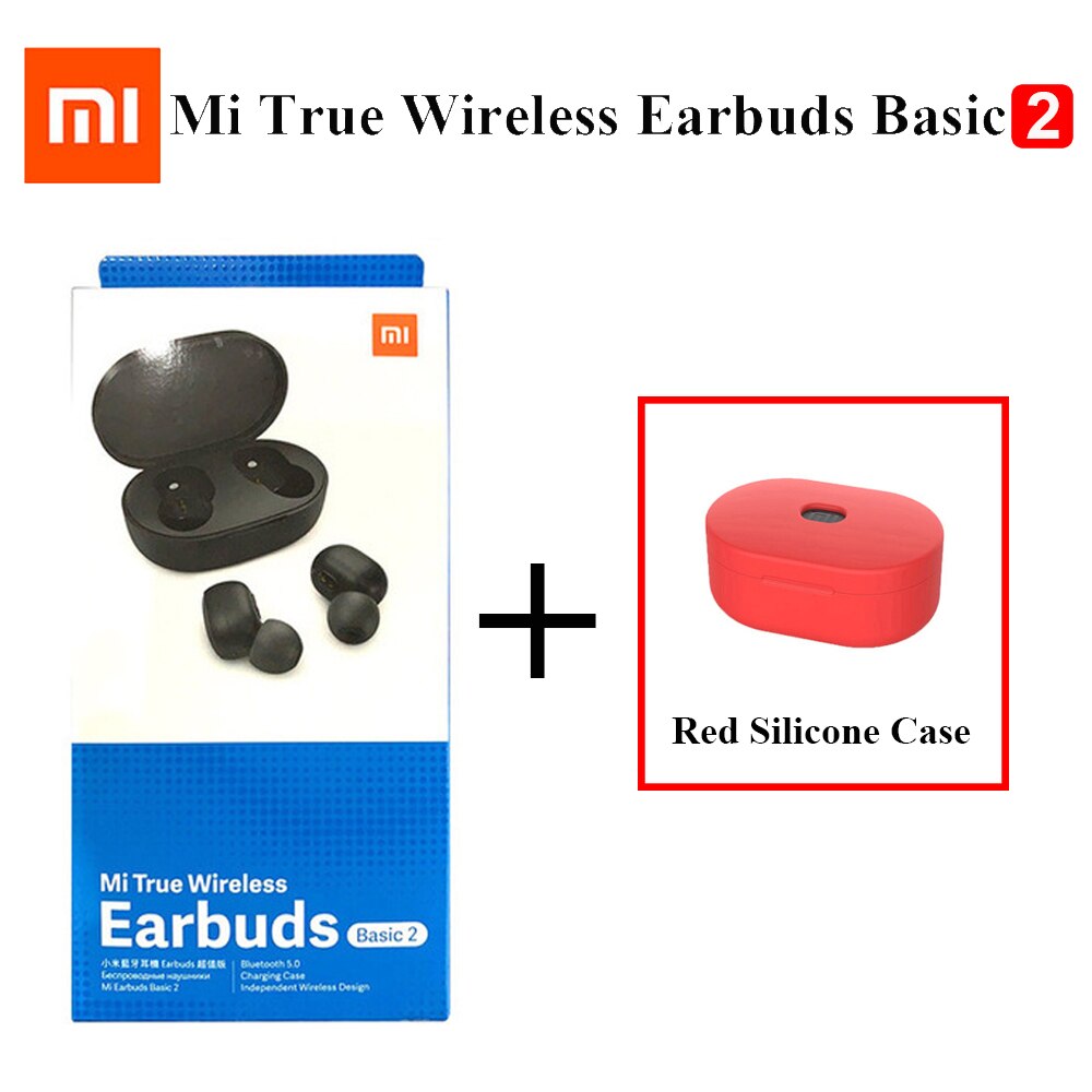 Xiaomi-auriculares Airdots 2 TWS versión Global, auriculares inalámbricos originales con Bluetooth 5,0, auriculares estéreo Mi True Wireless 2, TWSEJ061LS: Add Red Case