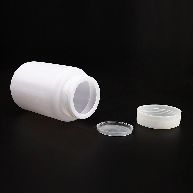 All sizes available Plastic reagent bottle with inner cap Wide mouth circular lab bottle Chemistry chemical