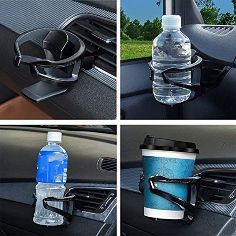 Justerbar billuftventilmontering universal drink klipsholder holder brus vann kaffeflaske stativ (svart)