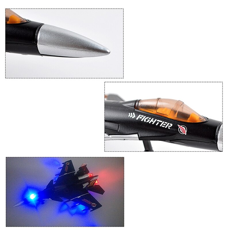 Simulatie pull back gegoten vliegtuig speelgoed met geluid en licht gevechtsvliegtuig metalen model speelgoed