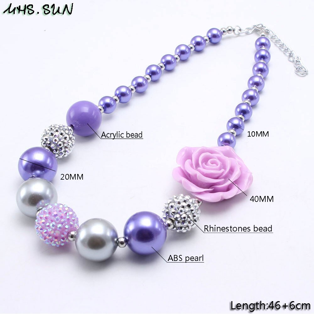 MHS. SOLE di Fascino Delle Ragazze Viola chunky fiore collana di perle per i bambini di perle choker dei monili collana bubblegum bambino migliore regalo 1 pz/lotto