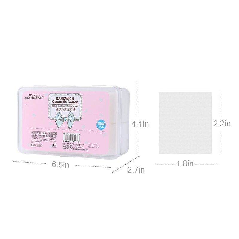 Almohadillas de algodón no tejidas para limpieza de maquillaje, almohadillas faciales, almohadillas de algodón para quitar esmalte de uñas, tejidos, 1000 unids/bolsa