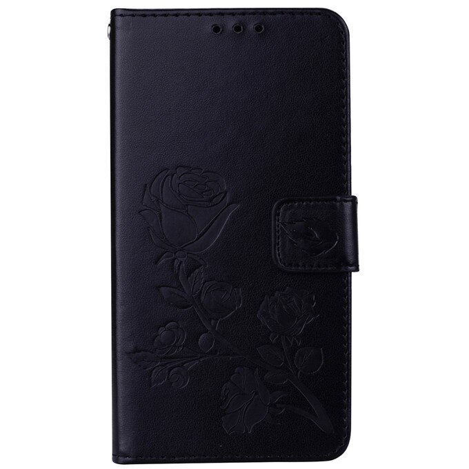 For xiaomi Redmi 4X Case on Redmi 4X Case Flip 5.0 inch Rose Flower Skin Leather Wallet Book Case for xiaomi Redmi 4X 4 X Cover: black