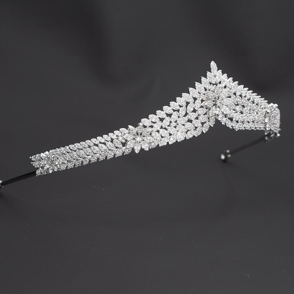 Diadema de circonita cúbica princesa flor Tiara real para la Boda nupcial accesorios de joyería para el cabello accesorios para el cabello CH10145