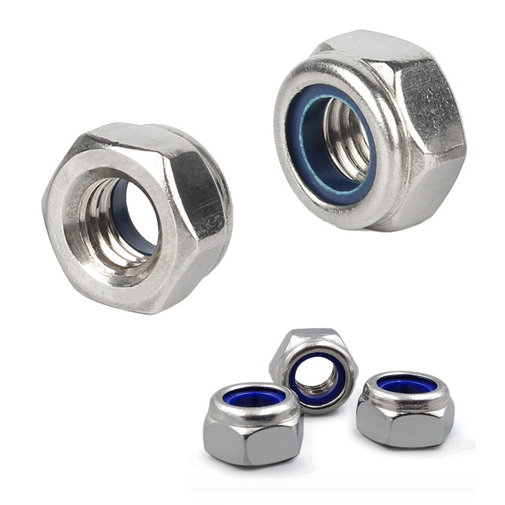 20Pcs Hex Lock Nuts M3 M4 M5 M6 M8 M10 M12 M16 to M24 Nyloc Nuts T Type Nylock A2 Stainless Steel 304 Lock Nuts
