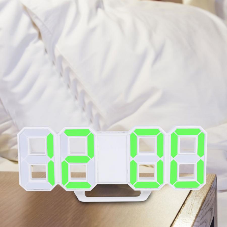 Tafel Klok 3D Led Digitale Klok Slaapkamer Desktop Snooze Wekker Woondecoratie Wit Case Klokken