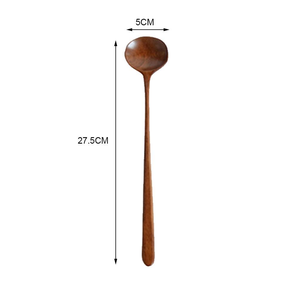 Japanese Style Wooden Soup Spoon With Long Straight Handle And Wide Mouth Sauce Soup Spoon Suitable For Picnic And Easy To Carry