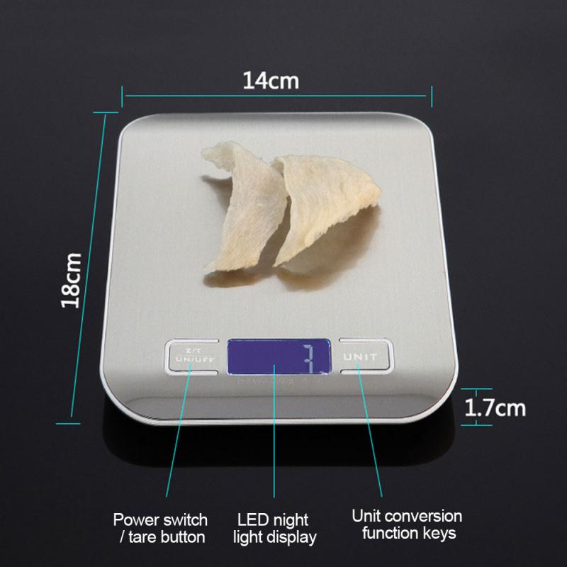 Mini balanza de cocina recargable por USB, balanza de peso alimentaria Digital, 5-10kg/1g, herramienta de medición de escalas de muestra LCD