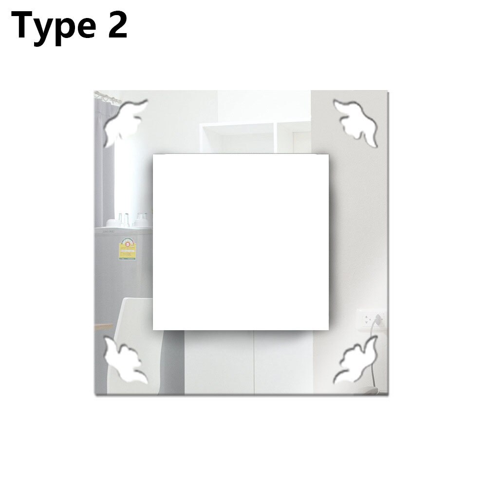 Mode Schakelaar Stickers Plug Base Framing Home Decor Woonkamer Ornament Zilveren Bloem Decal Fotolijst Spiegel Muur Artrt: 2