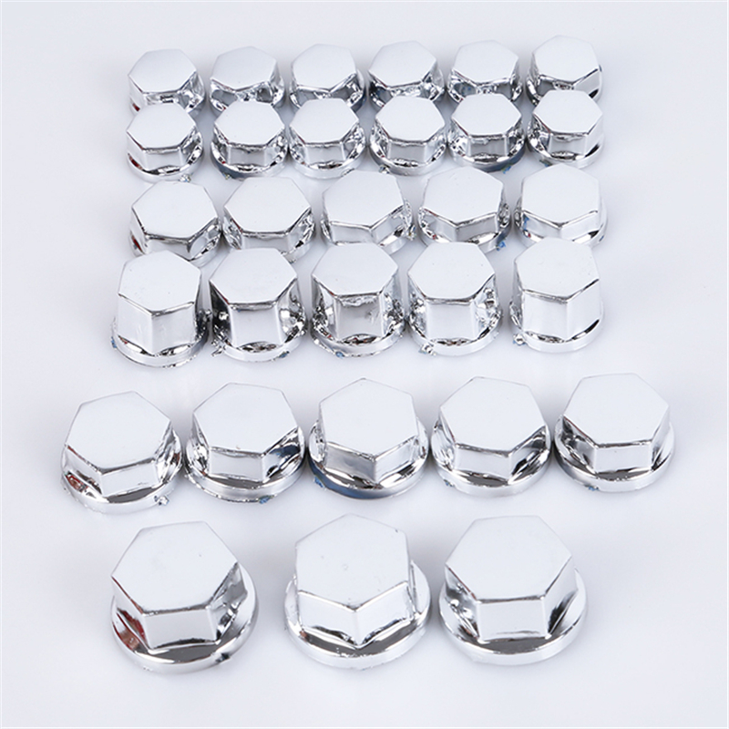 30 pièces/ensemble moto vis écrou boulon bouchon décoration 5 tailles moto moulures ornementales bouchon à vis: silver