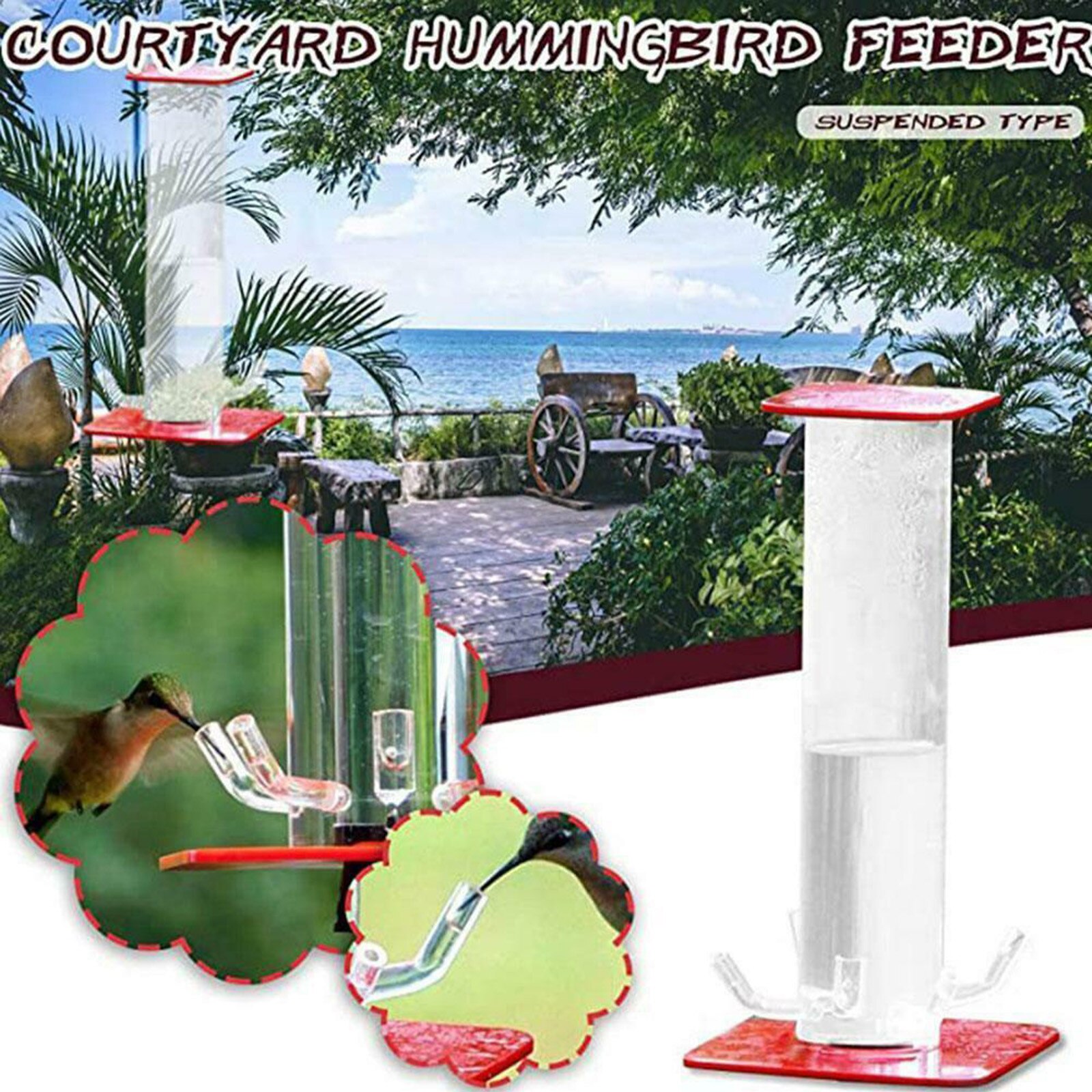 Hummingbird Feeder Unique Feeding System With Bright Transparent Tube