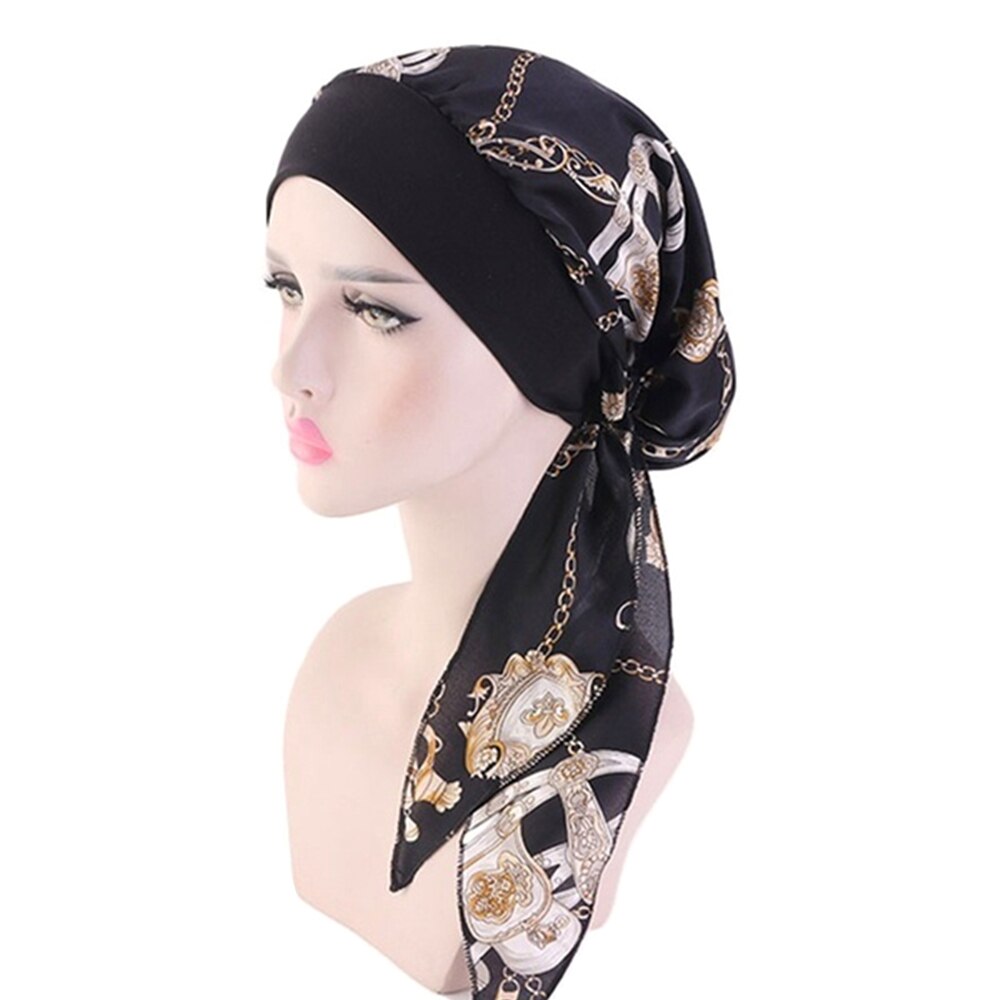 Novo verão muçulmano turbante chapéu de perda de cabelo hijab câncer cabeça cachecol quimio pirata boné headwear bandana impresso ajustável chapéus elásticos: 8
