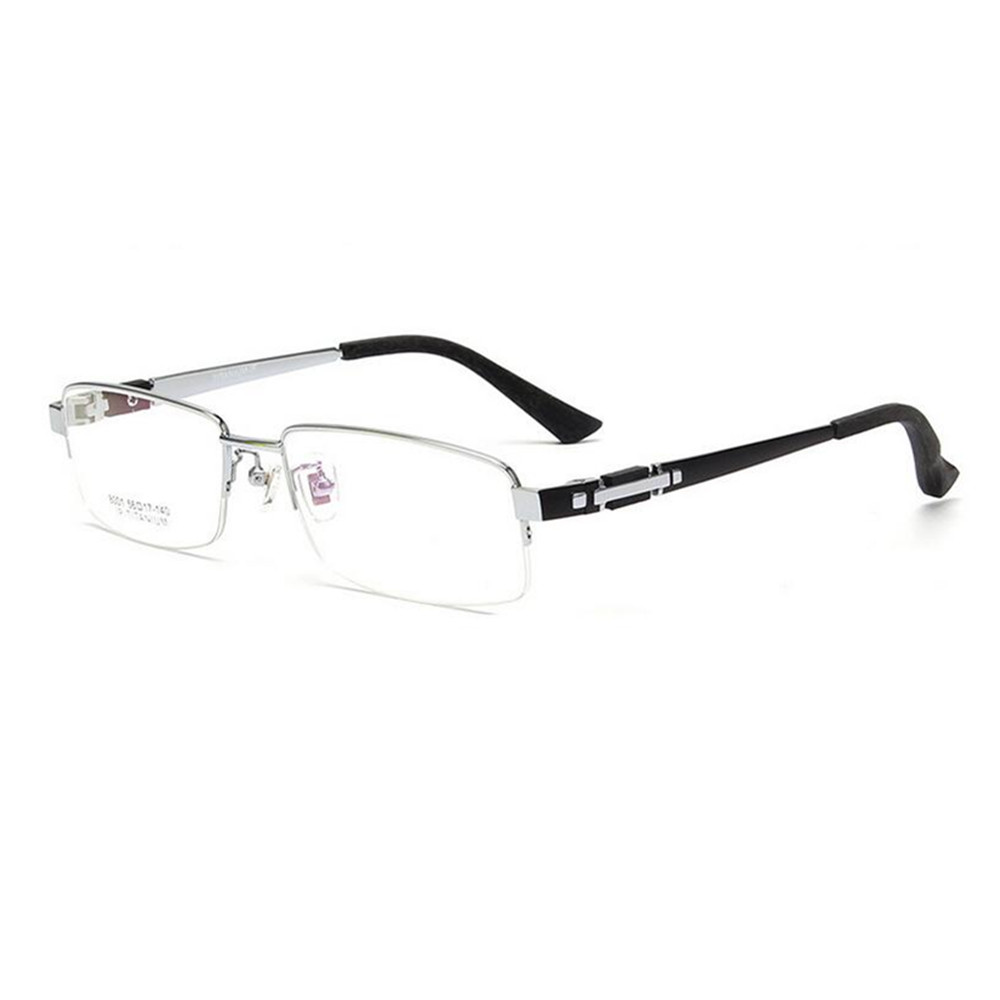 Men's Eyeglass Frames Pure Titanium Half Rimless Eyewear Frames Glasses Frames: Silver