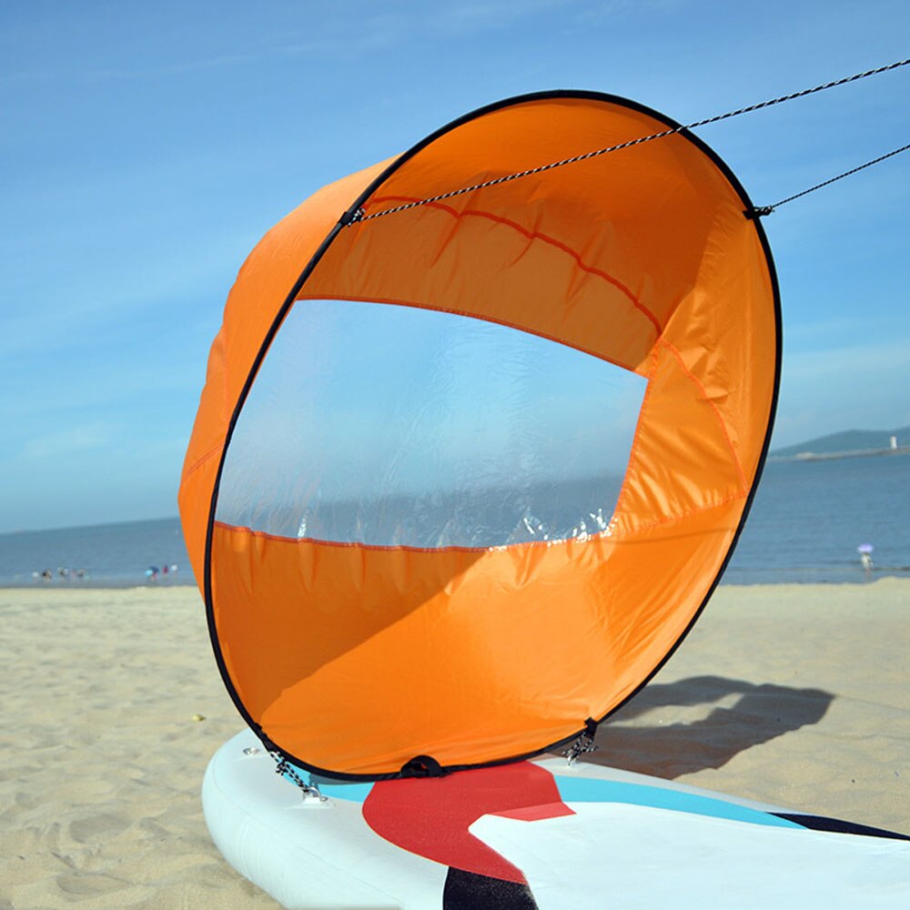 42 " /108 cm segel fällbar kajak båt vind segel kanot sup paddle board med klart fönster drivande båt tillbehör: Orange