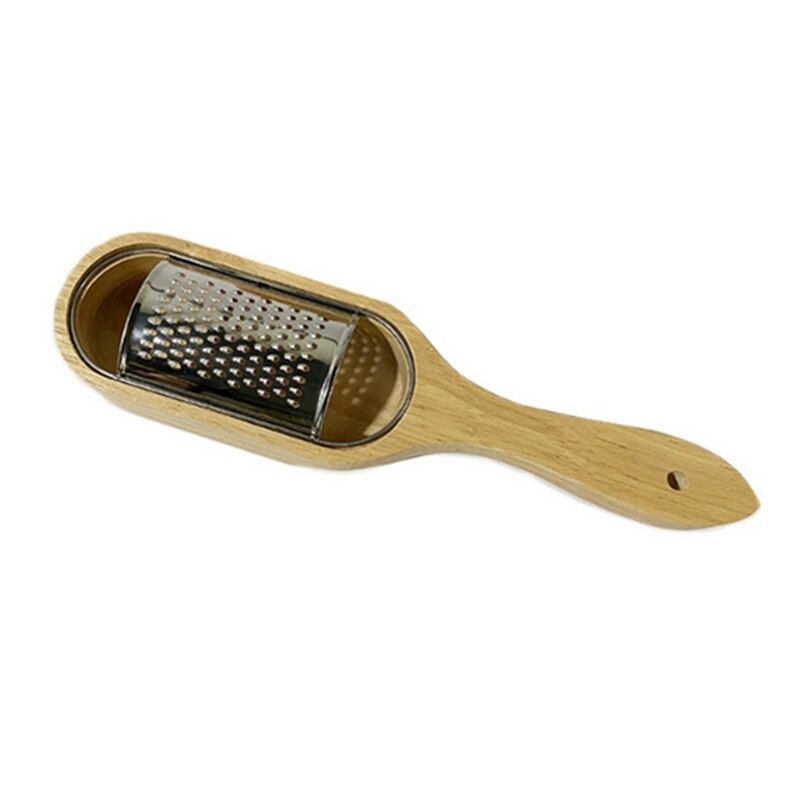 Stainless Steel Cheese Grater with Removable Acacia Wood Collector Cheese Grater with Box Cheese Tools