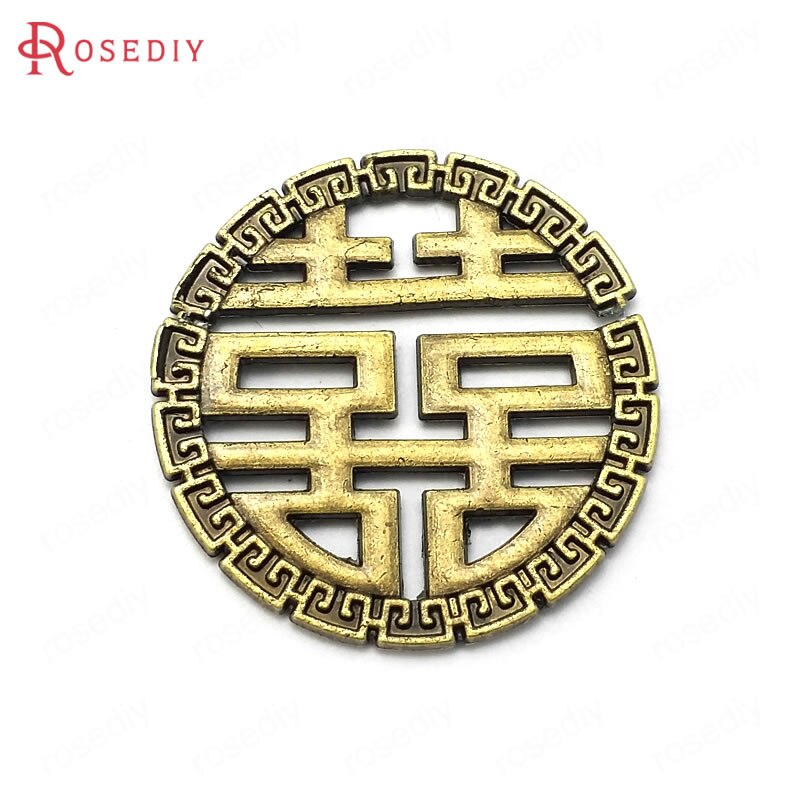 (35955) 10PCS 32MM Brons Antiek Zilver Zinklegering Ronde Chinese Woord Diy Sieraden Bevindingen Accessoires: Antique Bronze