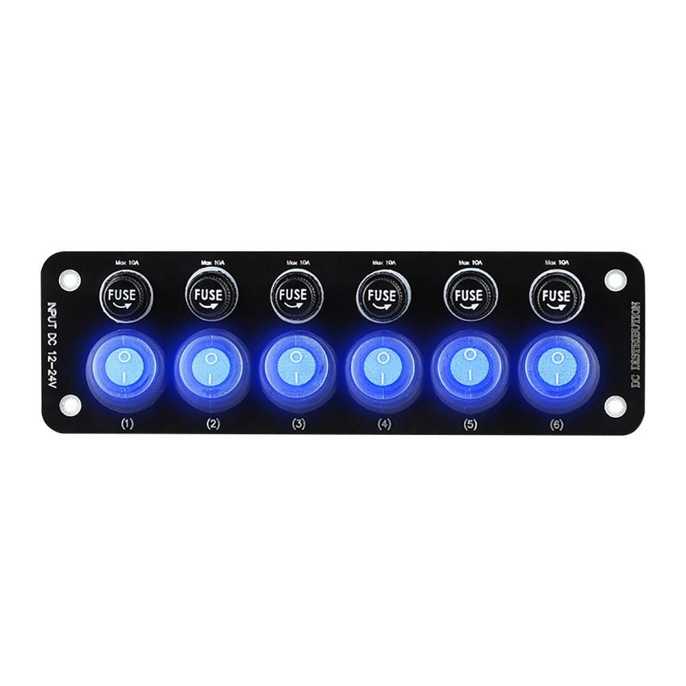 Painel de Controle Switch para Carro, Motorhomes, RV, Barco, Camping, Mult Port, On, Off Button, Toggle Switch, 6 Portas, 12V: Default Title