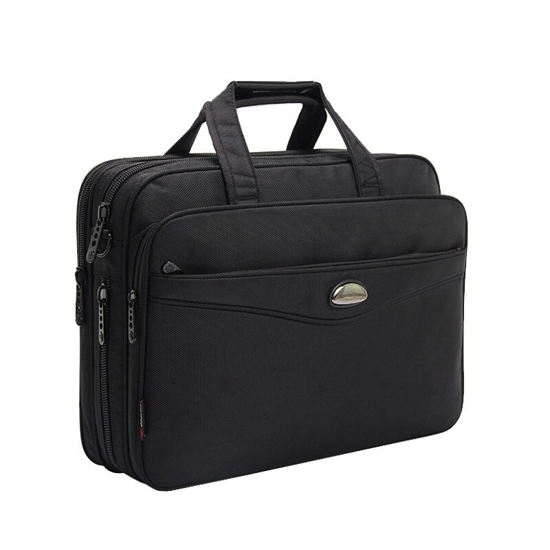 Brand Business 15.6 inch Laptop Waterproof Oxford Men Large Capacity Shoulder Strap Black Briefcase