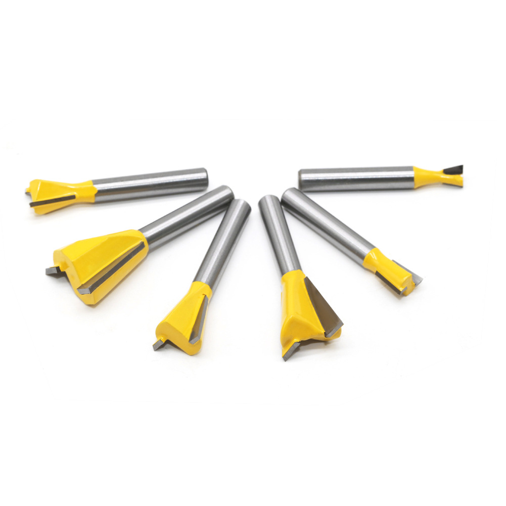 1pcs or 6pcs 6mm Shank 1/4 Dovetail Cutter Joint Router Bits Set 3/8'' 1/2'' 5/8'' 3/4'' Woodworking Tools Engraving for Wood