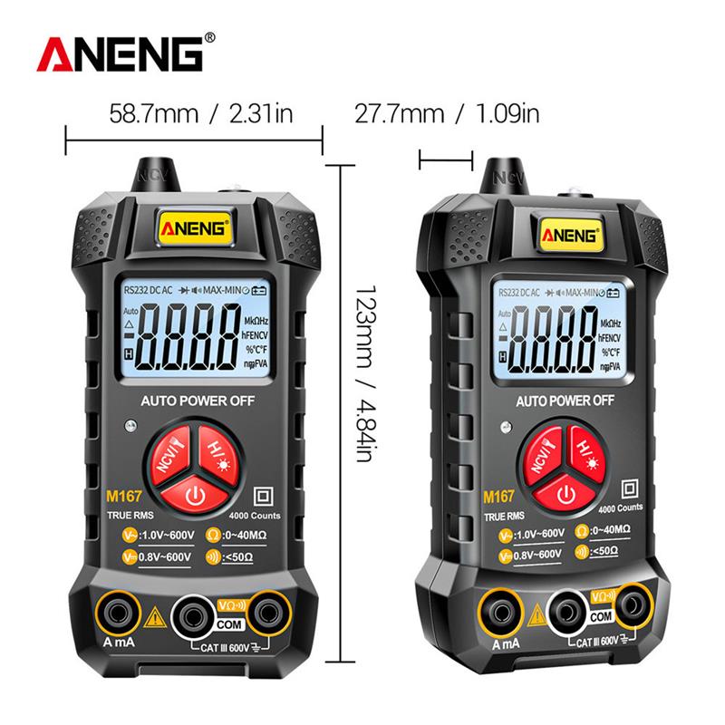 M167 Digital Mini Multimeter Tester ANENG 4000 Counts Auto Multimetro True RMS NCV Meter With Flashlight MultiMeter