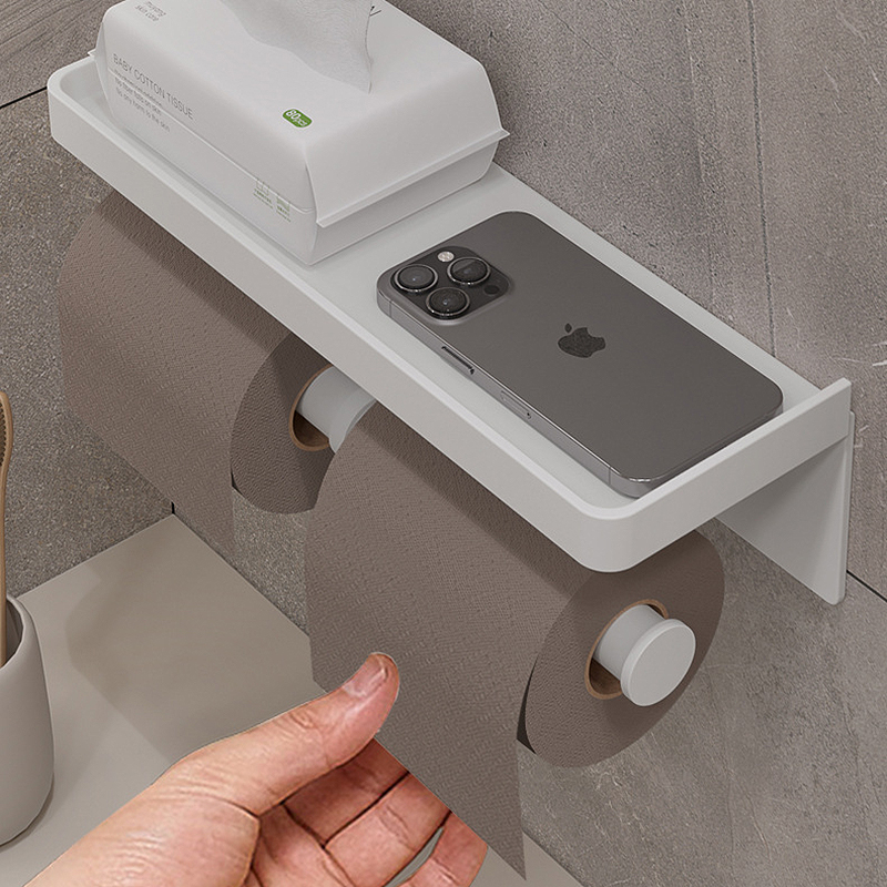 Toilet Paper Holder Wall-Mounted Aluminum Alloy Toilet Roll Paper Holder Tissue Rack Bathroom Tissue Holder Bathroom Accessories