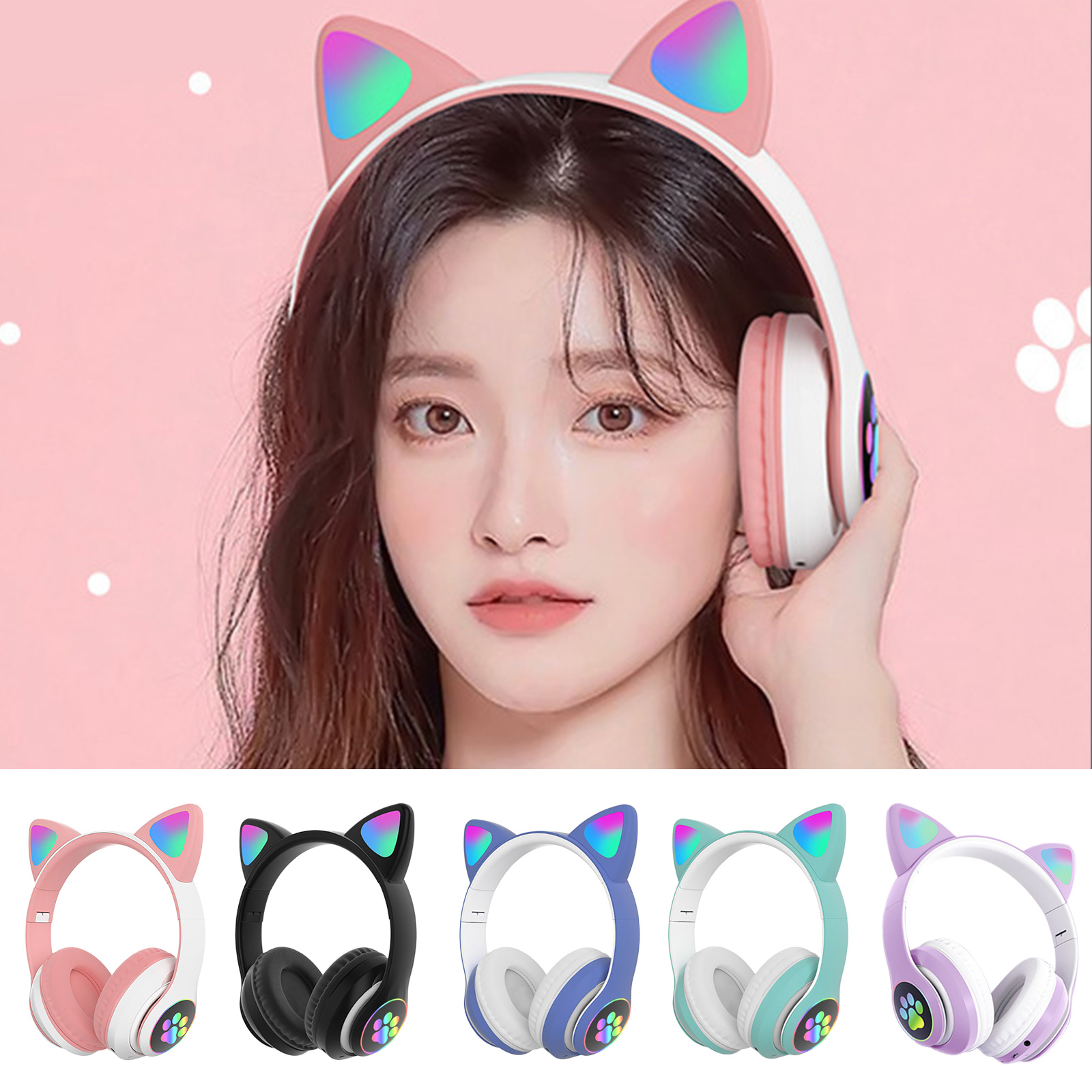 Auscultadores para jogos de cabeça para crianças, compatível com Bluetooth 5.0, auscultadores sem fios