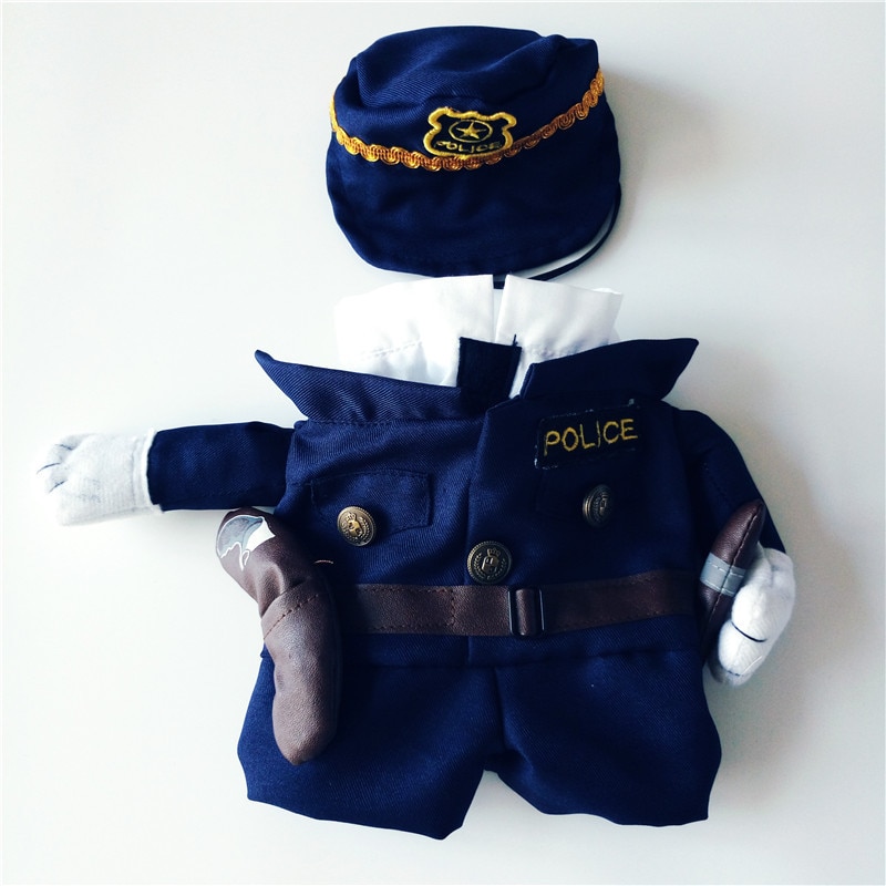 Gomaomi – Costume pour animaux de compagnie, Style policier, vêtements en Jeans pour chiens et chats, drôle: M