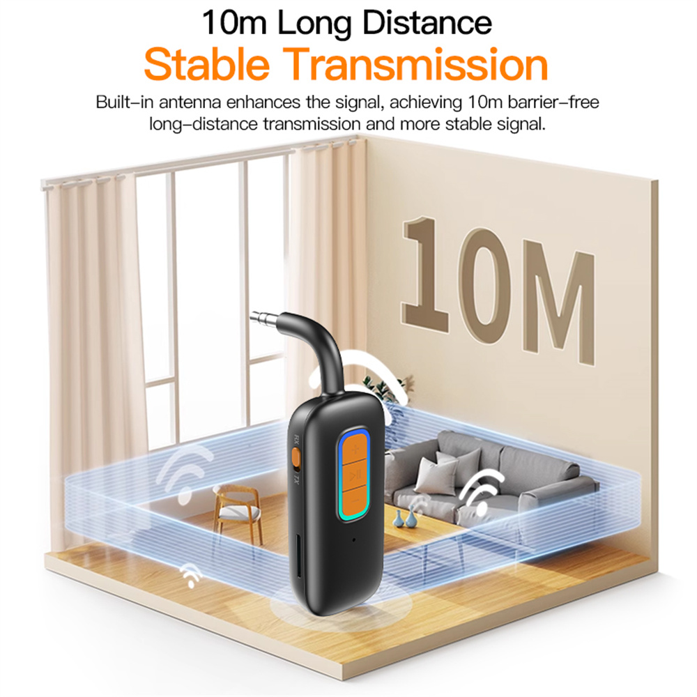 Bluetooth 5.4 Audio Wireless Transmitter and Receiver 3.5mm Aux Audio Adapter Bluetooth Transmitter for TV Car Headphones