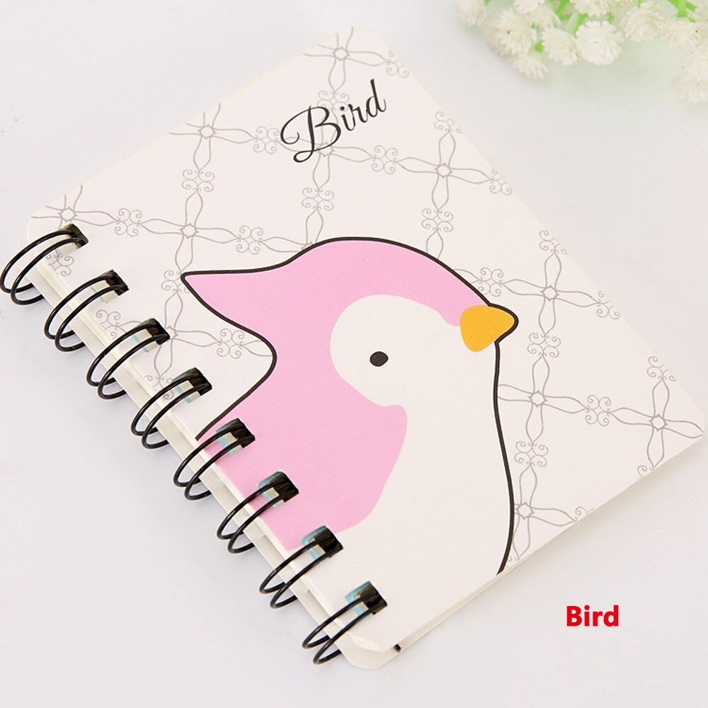 1 Pcs Notebook Creatieve Schattige Dieren Cartoon Rollover Spoel Notebook Flanner Tijdschrift Agenda Dagboek Schetsboek: bird