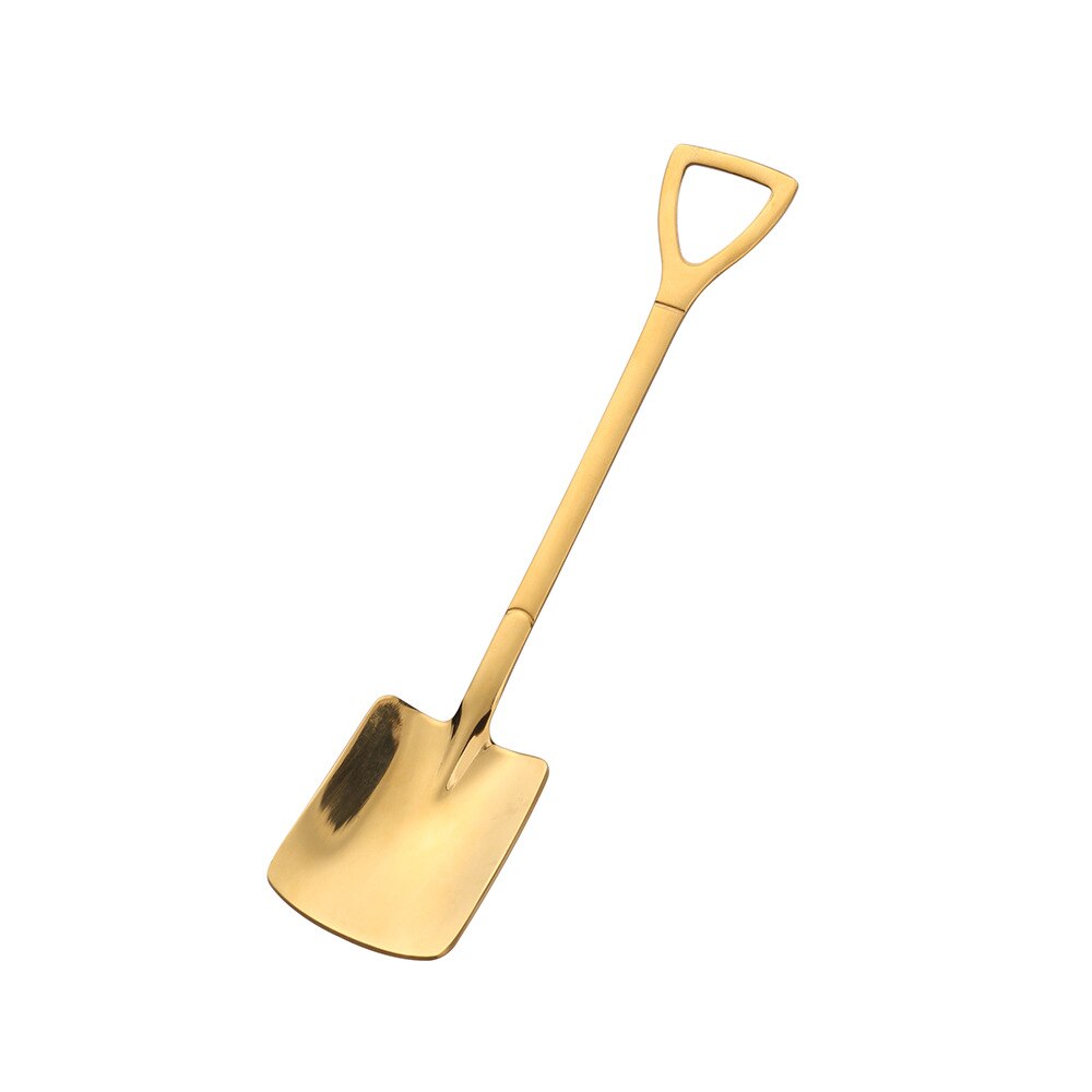 1pc skovl ske i rustfrit stål til kaffe te køkken gadget og tilbehør sølv guld farve dessert ske jul: Guld 2