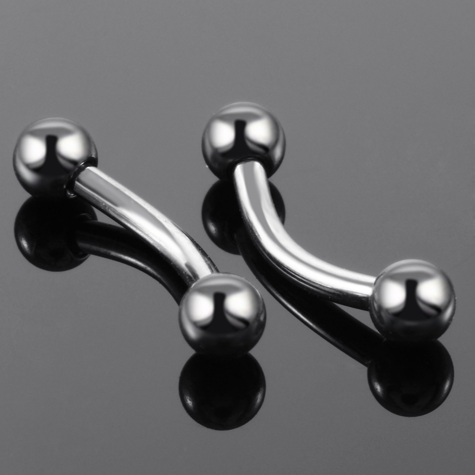 Piercings Labret Vertical de titanio G23, hilo externo, barra curva, lengua, ceja, labio, oreja, hélice, joyería para el cuerpo, 1 ud.
