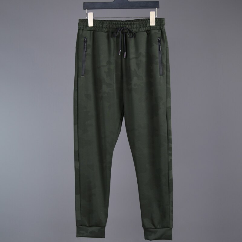 Mænd print lange bukser løbelommer træning sport fitness bukser udendørs elasticitet jogging camouflage bukser: Grøn / M