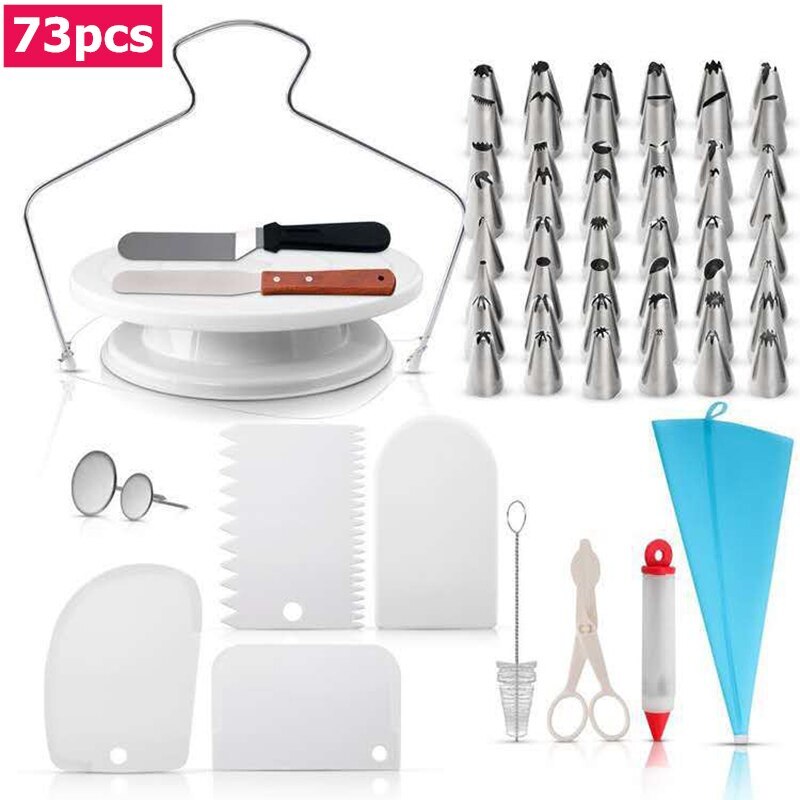 108pcs/set Cake Decorating Tools Cupcake Decorating Kit Baking Supplies Rotating Turntable Stand Piping Bags Pastry Baking Tool: 73pcs B