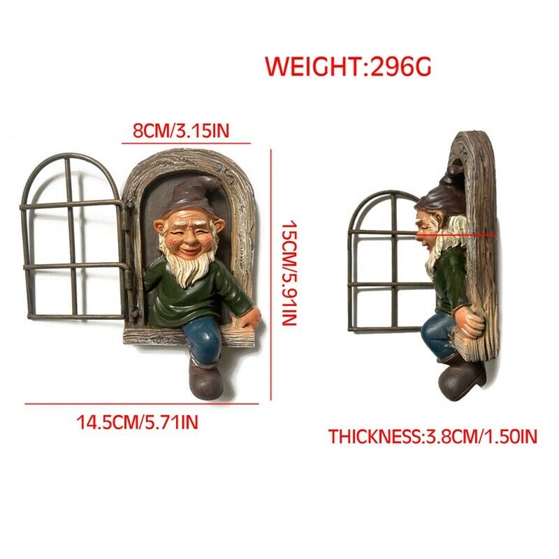 Tomte ut genom dörren träd hugger-trädgård prydnad träd dekor nyhet utomhus figur trädgård trädgård konst-träd skulptur trädgård dekoration