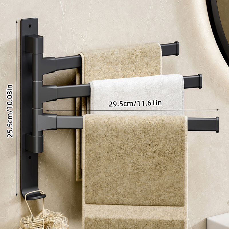 180° Rotatable Towel Holder Space Aluminum Shower Room Towel Hanger Multifunctional Storage Organizer For Bathroom Accessories: Light Grey