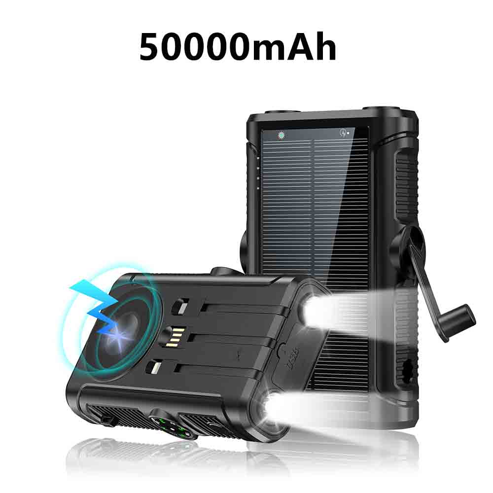 Banco de energía Solar de 50000mAh con Cable, manivela de carga, batería externa, cargador inalámbrico Magsafe de 22,5 W para IPhone: green