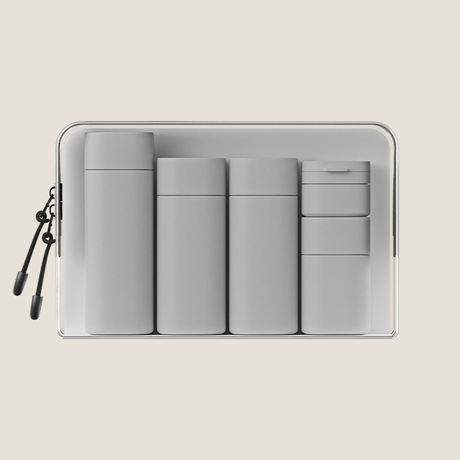 Botellas dispensadoras de maquillaje hidratante, Lociones portátiles, champús, viajes, rellenables, botellas vacías exprimidas: Gris