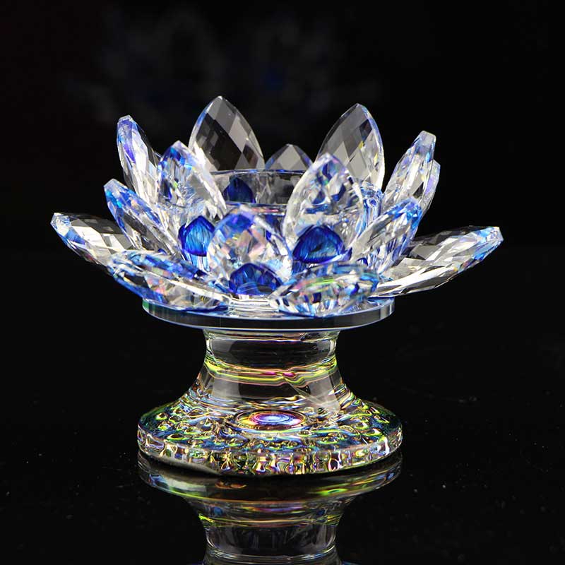7 farger krystall lotus lysestake telysholdere lotusblomst figurer ornament fest middag dekor: Lysegrå