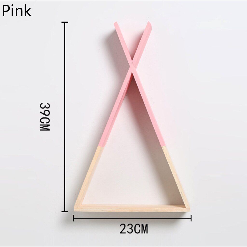 Houten Driehoek Muur Frame Ambachten Opslag Houders Rekken Huis Versieren Plank Display Living Kinderkamer Slaapkamer Opbergrek: Pink