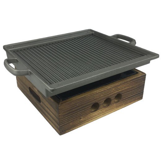 portable mini cast iron bbq grill barbecue stove table top barbecue grills Single couple 20*20cm cast iron stove +aluminum pan